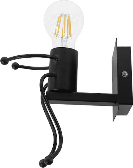 GloboStar Joyce Modern Lamp Wall with Socket E27 Black 12x19x17cm