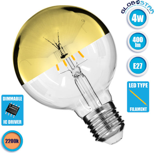 GloboStar Edison Retro Λάμπα LED 4W 125mm για Ντουί E27 και Σχήμα G80 Θερμό Λευκό 400lm Dimmable