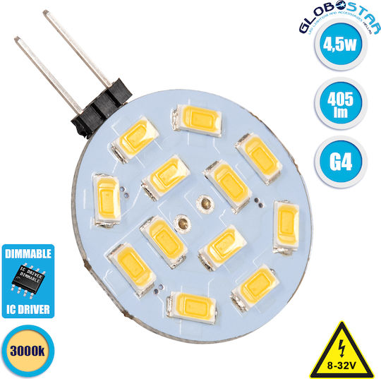 GloboStar LED Bulb 4.5W for Socket G4 Warm White 405lm Dimmable