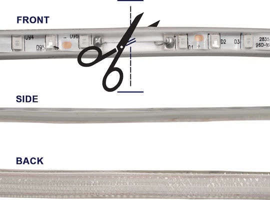 GloboStar Αδιάβροχη Ταινία LED 220V Μπλε Φως 1m Τύπου SMD2835