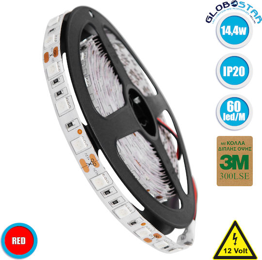 GloboStar Ταινία LED 12V Κόκκινο Φως 5m Τύπου SMD5050