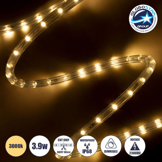 GloboStar Rezistent la apă Bandă LED 220V Alb Cald Lumină 1m