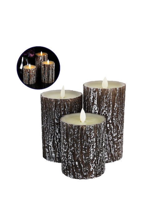 GloboStar Lămpi Decorative Pentru Masă LED Alb Cald 3000K Lumânare 3 Buc 7.5 cm
