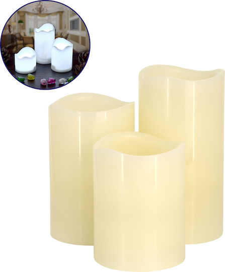 GloboStar Dekorative Lampe Wachs-Politur Weiß 3Stück