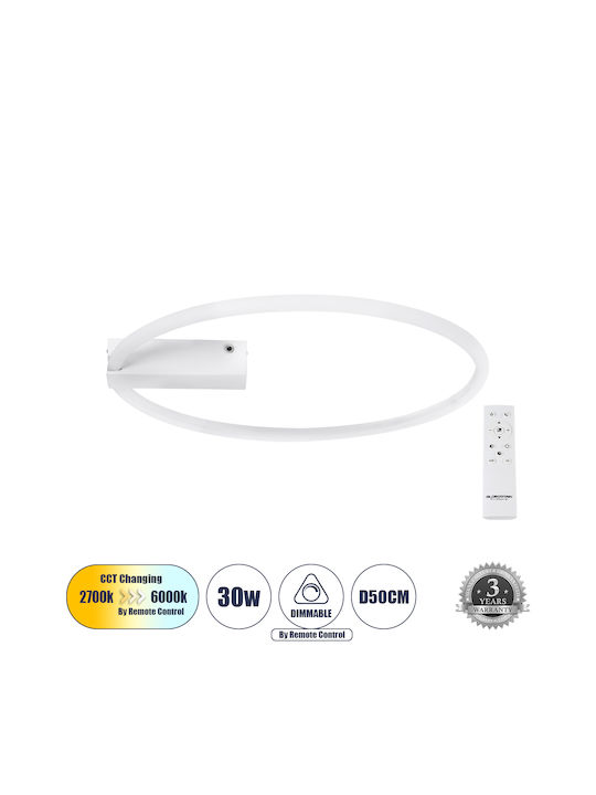 GloboStar Cinderella Ceiling Mount Light 50cm White with Integrated LED and Remote Control