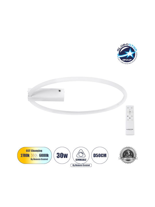 GloboStar Cinderella Ceiling Mount Light 50cm White with Integrated LED and Remote Control