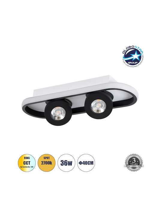 GloboStar Nespo Διπλό LED Σποτ σε Μαύρο Χρώμα