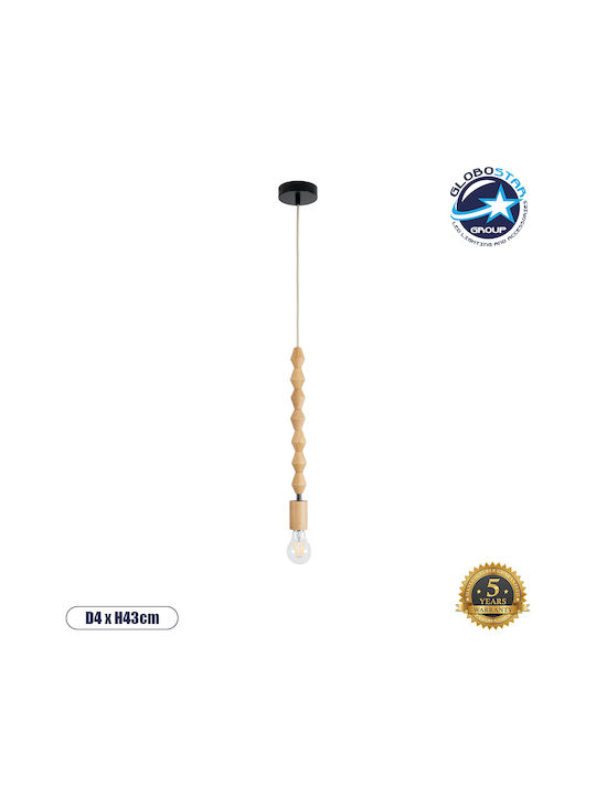 GloboStar Beads Κρεμαστό Φωτιστικό Μπεζ με Ντουί E27 4εκ.