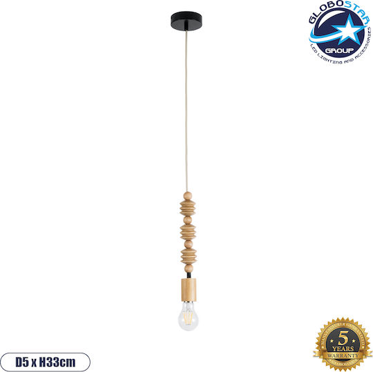 GloboStar Beads Висящо Тавано Осветително Тяло Бежово с Цокъл E27 5x5x33см