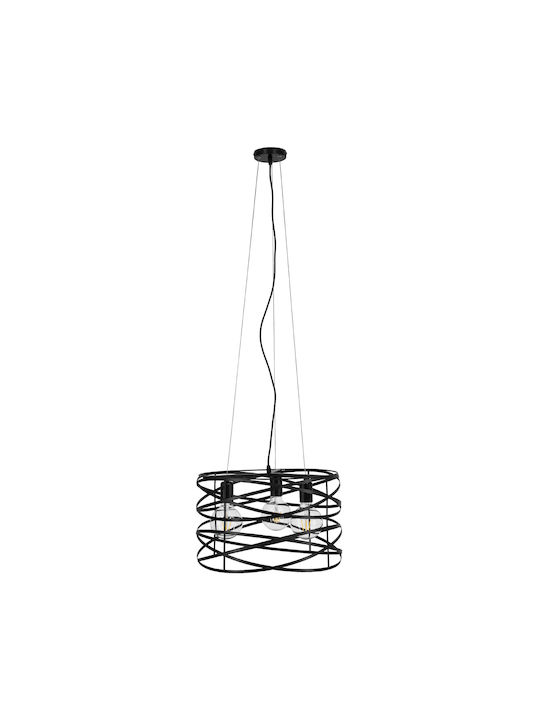 GloboStar Token Pendant Light Black Grid with Socket E27 43cm