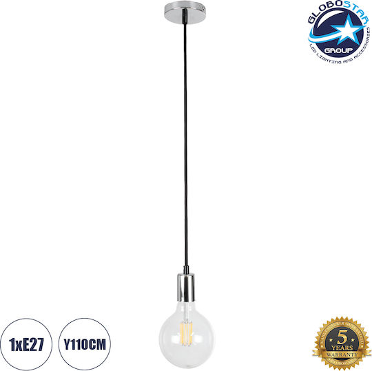 GloboStar Lumi Hängelampe Silber mit Fassung E27 4x4x110cm.