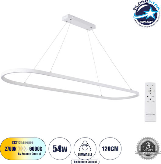 GloboStar Bolivar Висящо Осветително Тяло Бял 120x30см.