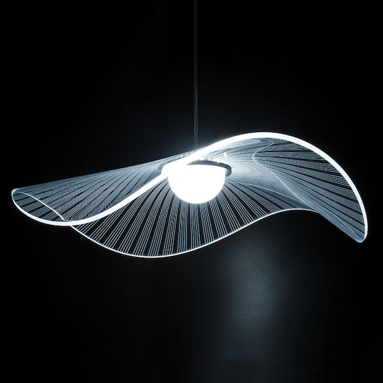 GloboStar Acrylica Висящо Таванно Осветително Тяло Черно LED с Регулируемо Бяло Светлина 66x66x15см