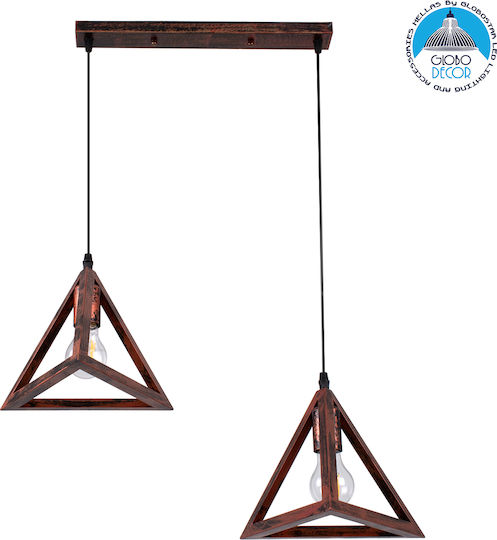 GloboStar Triangle Pendant Light Copper Grid with Socket E27 60x22x130cm