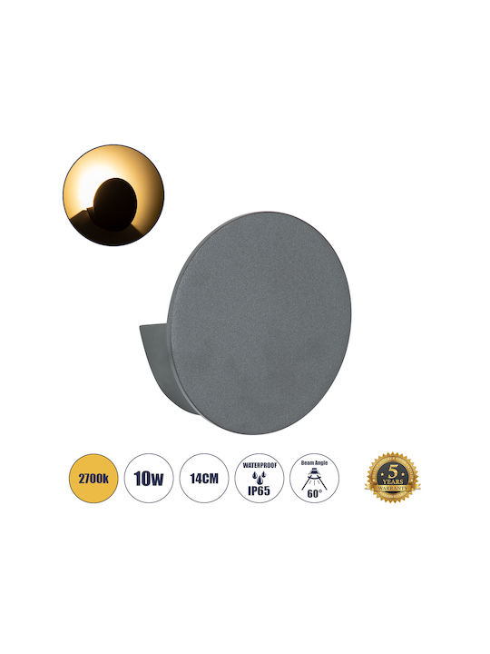 GloboStar Redondo Wall-Mounted Outdoor Ceiling Light LED IP65 10W with Warm White Light Double Beam