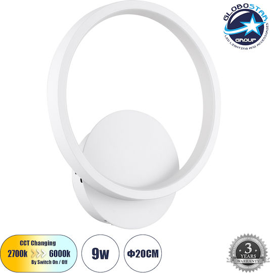 GloboStar Ted Modern Lamp Wall with Integrated LED and Adjustable White Light 20x23cm