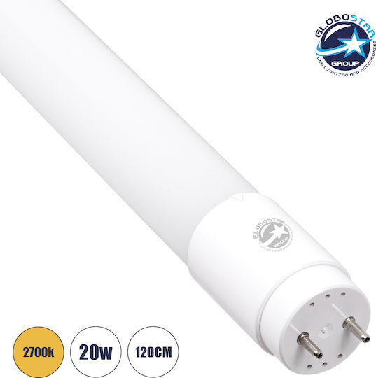 GloboStar Λάμπα LED 20W Τύπου Φθορίου 120εκ. για Ντουί G13 και Σχήμα T8 Θερμό Λευκό 2019lm