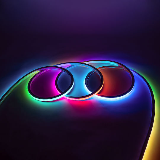 GloboStar Rezistent la apă Bandă LED 12V RGB Lumină 10m Neon Flex cu Sursă de alimentare