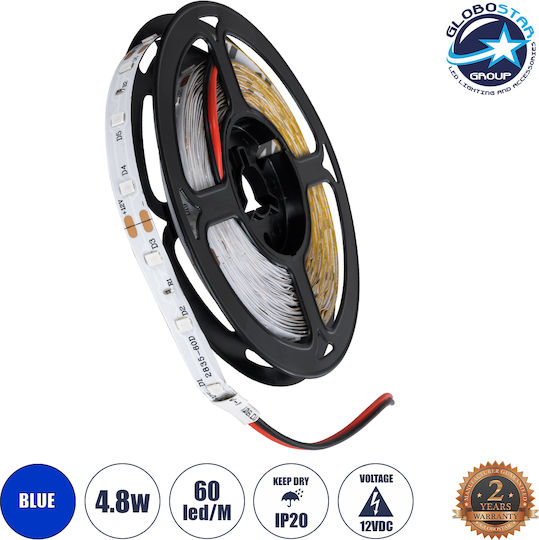 GloboStar LED Strip Avila 12V Blue Light 5m Type SMD3528