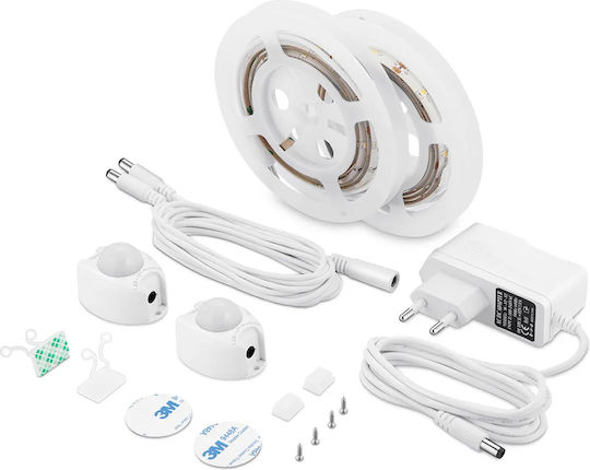 GloboStar Αδιάβροχη Ταινία LED 12V Φυσικό Λευκό Φως 1.2m Τύπου SMD2835 με Τροφοδοτικό