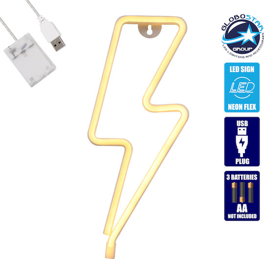 GloboStar Neon Διακοσμητικό Φωτιστικό Light Strike LED Θερμό Λευκό 2700K Φιγούρα
