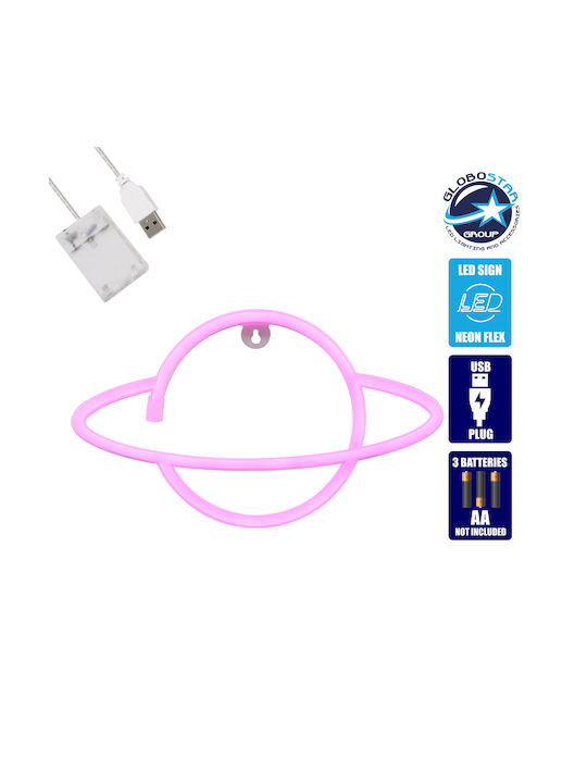 GloboStar Neon Διακοσμητικό Φωτιστικό Planet Saturn LED Φιγούρα