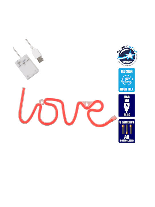 GloboStar Neon Διακοσμητικό Φωτιστικό LED Love