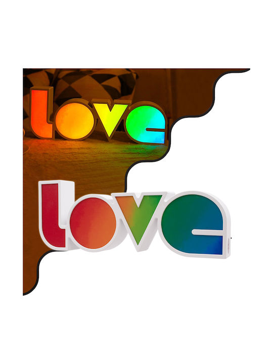 GloboStar Διακοσμητικό Φωτιστικό Rainbow LED Ψυχρό Λευκό 6000K Love 37εκ.