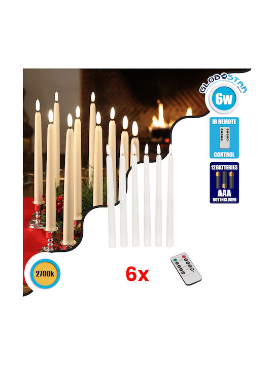 GloboStar Dekorative Lampe Wachs-Politur Weiß 6Stück
