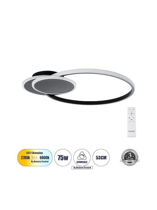 GloboStar Ceiling Mount Light 42.5cm Black with Integrated LED and Remote Control