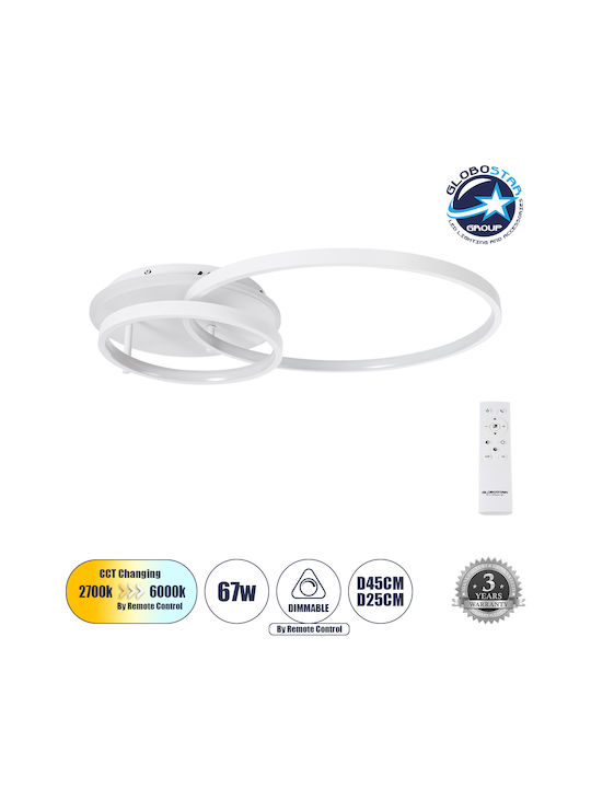GloboStar Nemesis Deckenleuchte 25cm Weiß mit Integrierter LED und Fernbedienung