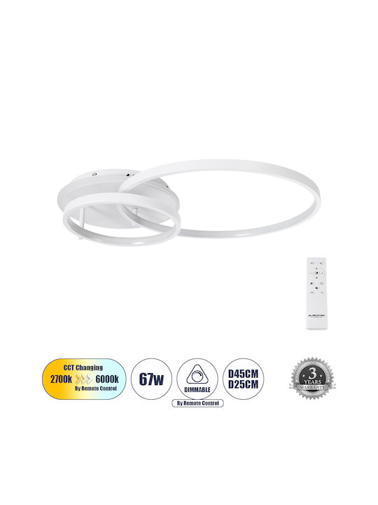 GloboStar Nemesis Deckenleuchte 25cm Weiß mit Integrierter LED und Fernbedienung