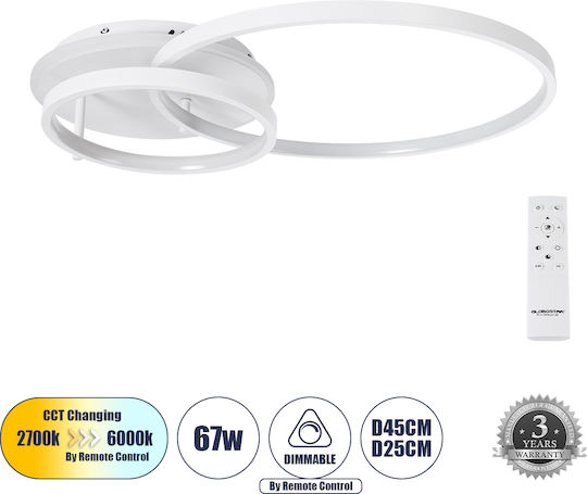 GloboStar Nemesis Plafonieră de Tavan 25buc Albă cu LED Integrat și Telecomandă