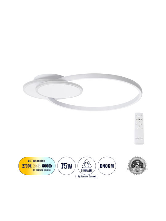 GloboStar Circuo Deckenleuchte 42.5cm Weiß mit Integrierter LED und Fernbedienung