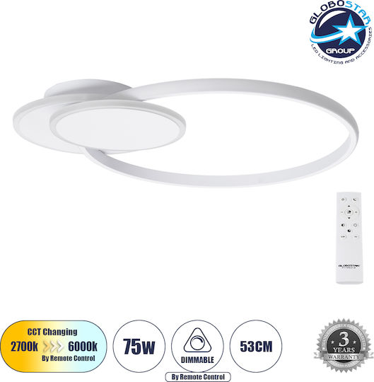 GloboStar Circuo Plafonieră de Tavan 42.5buc Albă cu LED Integrat și Telecomandă