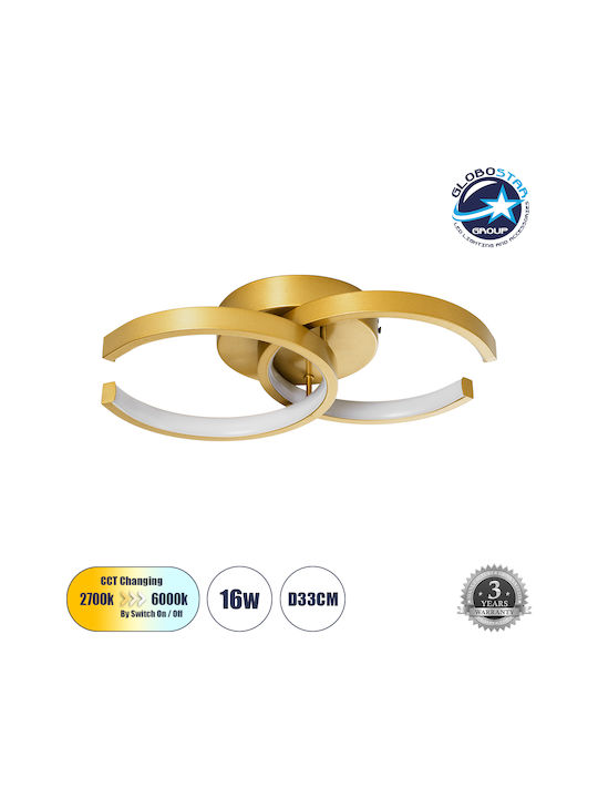 GloboStar Eva Ceiling Mount Light 20.5cm Gold with Integrated LED and Remote Control