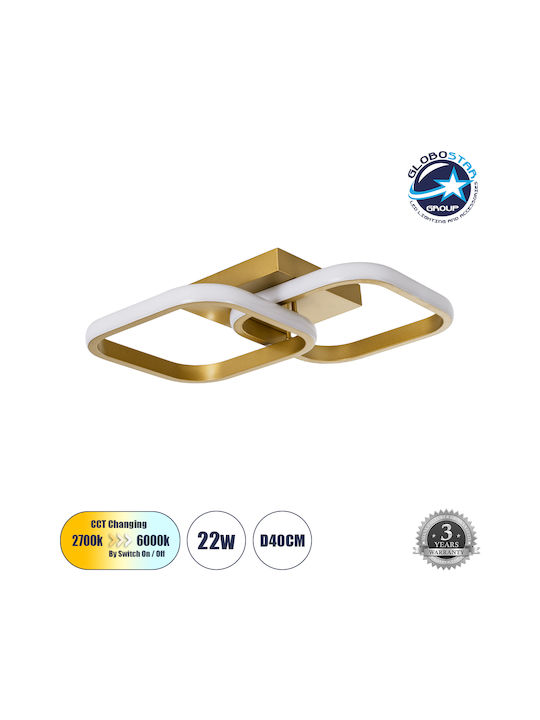 GloboStar Nora Ceiling Mount Light 24cm Gold with Integrated LED
