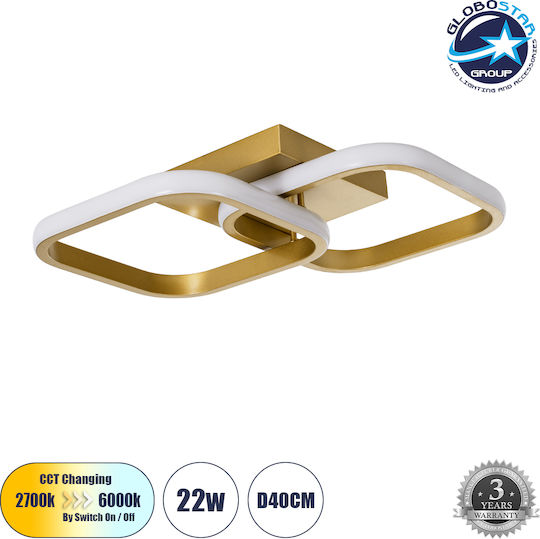 GloboStar Nora Deckenleuchte 24cm Gold mit Integrierter LED