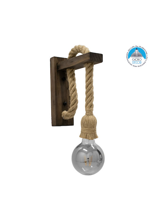 GloboStar Flyn Vintage Φωτιστικό Τοίχου με Ντουί E27 Καφέ 7x28εκ.
