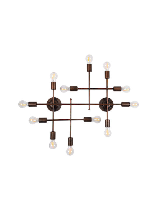 GloboStar Piping Industrial Lampă De Perete Cu Bază De Bec E27 Cupru 78.5x64x64cm