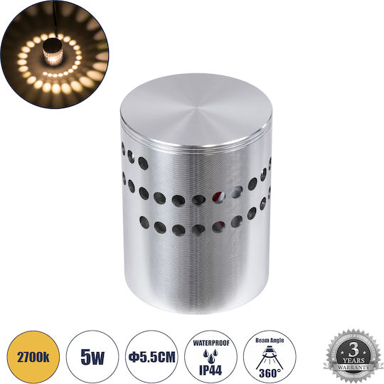 GloboStar Stains Επιτοίχια Εξωτερική Πλαφονιέρα LED IP44 5W με Θερμό Λευκό Φως 5.5x5.5εκ.
