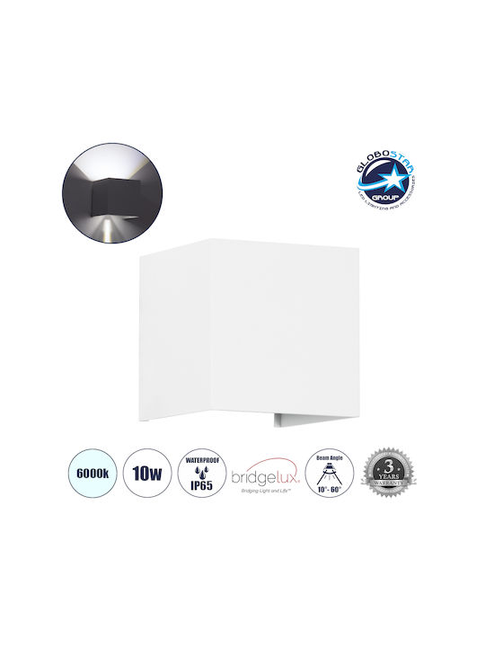 GloboStar Axis-s Wall-Mounted Outdoor Ceiling Lamp LED IP65 10W with Cool White Light Double Beam 10x10x10cm