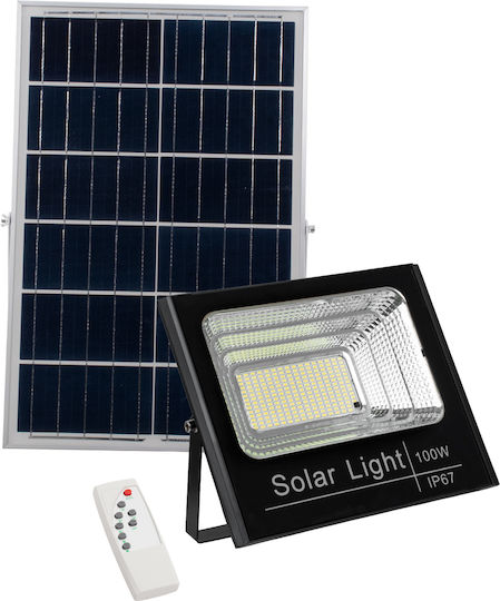 GloboStar Waterproof Solar LED Flood Light 100W Cold White 6000K with Photocell and Remote Control IP66