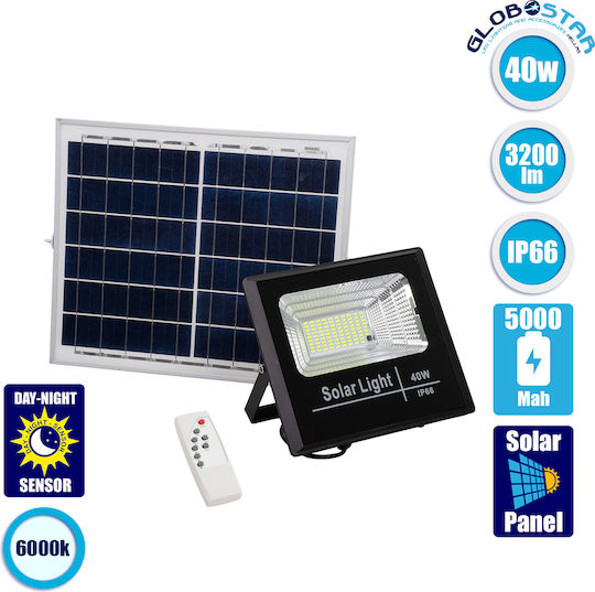 GloboStar Waterproof Solar LED Flood Light 40W Cold White 6000K with Photocell and Remote Control IP66