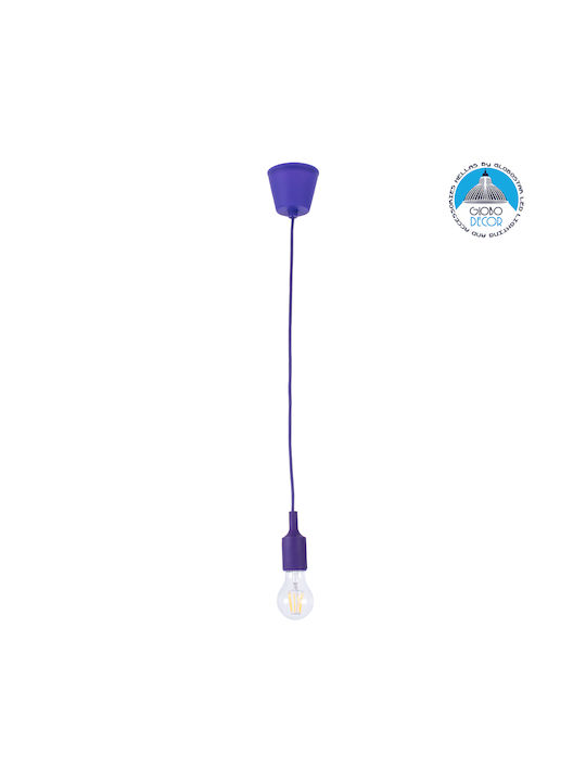 GloboStar Cablito Κρεμαστό Φωτιστικό Μωβ με Ντουί E27 4x110εκ.