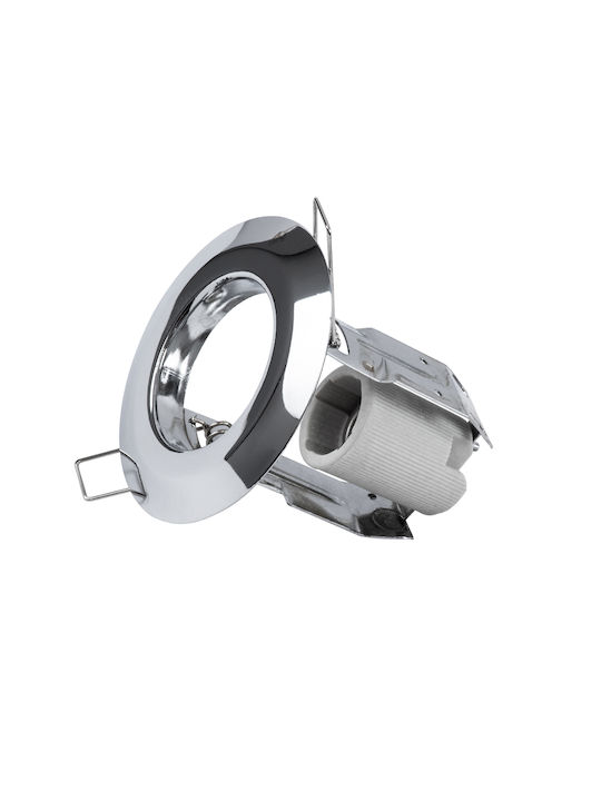 GloboStar Aliba Round Metallic Recessed Spot with Socket E14 Silver 9.2x9.2cm. 1pcs