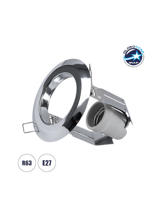 GloboStar Acida Round Metallic Recessed Spot with Socket E27 Silver 11x11cm. 1pcs