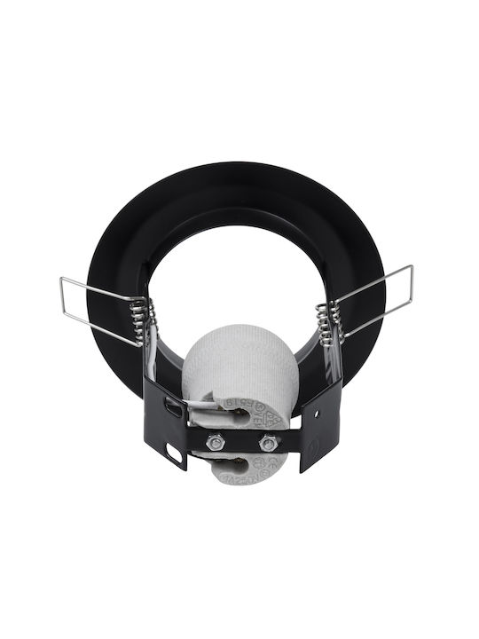 GloboStar Acida Round Metallic Recessed Spot with Socket E27 Black 11x11cm. 1pcs