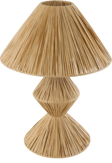 GloboStar Wood Table Lamp for Socket E27 with Beige Shade and Base