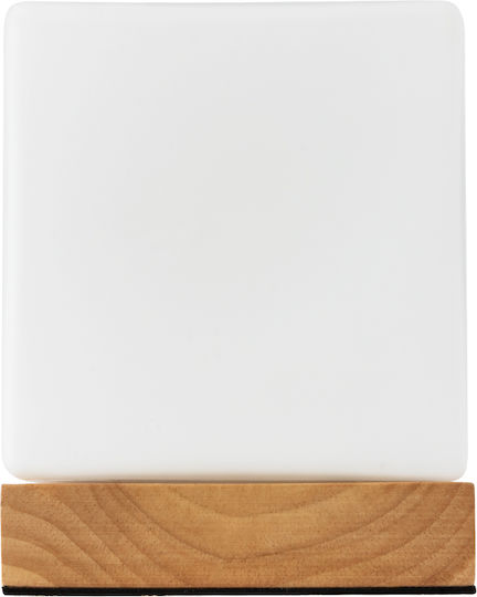 GloboStar Wood Table Lamp for Socket E27 with White Shade and Beige Base
